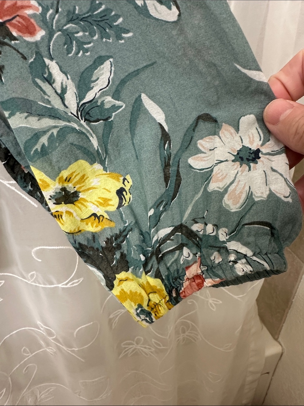 LOFT green Floral Long-Sleeve Tie-Neck Blouse - Picture 5 of 7
